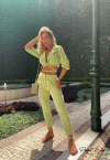CONJUNTO CAMISA CROPPED + CALÇA ALFAIATARIA VERDE PERFECT WAY