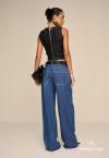 CALÇA WIDE LEG JEANS PUIDOS FEMININA azul jeans PERFECT WAY