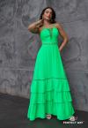 VESTIDO LONGO C/ BABADOS      verde PERFECT WAY