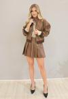 JAQUETA BOMBER  COURO SINTETICO FEMININA cacau PERFECT WAY