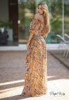 vestido longo estampa exclusiva MARROM / PRETO PERFECT WAY