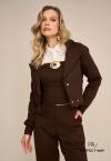 BLAZER CROPPED SARJA FORRADO  FEMININO MARROM CAFÉ PERFECT WAY