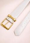 CINTO LARGO C/ FIVELA DE METAL FEMININO OFF WHITE C/ DOURADO PERFECT WAY