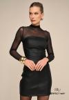 VESTIDO COURO SINTETICO (PU) FEMININO PRETO PERFECT WAY