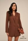 BLAZER ABERTURA COSTAS FEMININO MARROM CAFÉ PERFECT WAY
