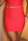 CONJUNTO FEMININO CROPPED + SAIA CURTA  VERMELHO PERFECT WAY