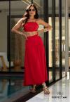 CONJUNTO TOP + SAIA MAX MIDI VERMELHO PERFECT WAY