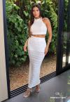 CONJUNTO CROCHÊ CROPPED + SAIA MAXI MIDI OFF WHITE PERFECT WAY
