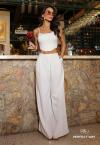 CALÇA PANTALONA FEMININA C/ PREGAS OFF WHITE PERFECT WAY