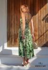 VESTIDO MAXI MIDI FEMININO ESTAMPADO VERDE PERFECT WAY