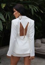 BLAZER C/ ABERTURA COSTAS DET METAL FEMNININO OFF WHITE PERFECT WAY
