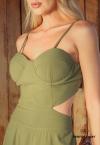 VESTIDO LONGO FEMININO VERDE OLIVA PERFECT WAY