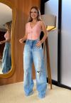 CROPPED MALHA PLISSADA DECOTE V C/ ZIPER FEMININO ROSA QUARTZO PERFECT WAY