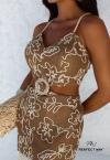 VESTIDO CURTO FEMININO COM FRANJA doce de leite / cru PERFECT WAY