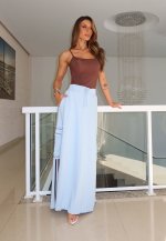 SAIA MAX MIIDI C/ BOLSOS REC A FIO C/ GALOES FEMININA AZUL PERFECT WAY
