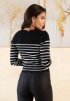 BLUSA TRICO MANGA LONGA C/ DET METAL FRENTE preto / off white PERFECT WAY