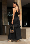 VESTIDO MIDI C/ BORDADO INDUSTRIAL PRETO PERFECT WAY