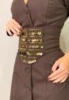 VESTIDO COM CORSELET BORDADO FEMININO MARROM CAFÉ PERFECT WAY