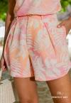 CONJUNTO ESTAMPADO REGATA + SHORTS BEGE C/ CORAL PERFECT WAY