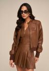 JAQUETA BOMBER  COURO SINTETICO FEMININA cacau PERFECT WAY