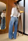 CALÇA WIDE LEG  INTERMEDIARIO FEMININA JEANS ESTONADO PERFECT WAY