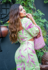 VESTIDO MIDI ESTAMPADO  VERDE LIMA / ROSA PERFECT WAY