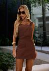 JARDINEIRA FEMININA C/ BOLSOS MARROM CAFÉ PERFECT WAY