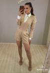 CONJUTO FEMININO MACACÃO CURTO + CAMISA bege / off white PERFECT WAY