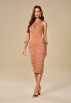 VESTIDO MIDI JUSTO C/ BORDADO PEDRA amendoa PERFECT WAY