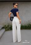 CALÇA FEMININA WIDE LEG OFF WHITE PERFECT WAY