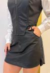 SAIA COURO ( PU) C/ MARTINGALE FEMININA PRETO PERFECT WAY