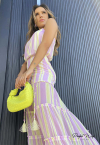 CONJUNTO BLUSA mais SAIA LONGA ESTAMPADA AMARELO / LILAS PERFECT WAY