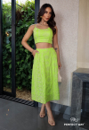 CONJUNTO CROPPED + SAIA MIDI verde lima PERFECT WAY