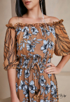 vestido longo estampa exclusiva MARROM / PRETO PERFECT WAY