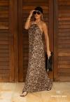 Perfect Way - VESTIDO FEMININO LONGO ESTAMPADO cru c/ preto
