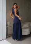 VESTIDO MAX MIDI C/ RECORTE C/ VIVO AZUL MARINHO PERFECT WAY
