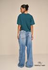 T-SHIRT CROPPED BORD INDUSTRIAL  FEMININA verde petroleo PERFECT WAY