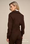 BLAZER CROPPED SARJA FORRADO  FEMININO MARROM CAFÉ PERFECT WAY