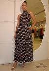 SAIA MAXI MIDI ESTAMPADA PRETO C / BEGE PERFECT WAY