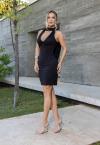 VESTIDO CURTO  COM SOBREPOSIÇÃO FIXA DEGAGÊ FEMININO PRETO PERFECT WAY