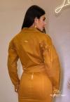 JAQUETA CROPPED FEMININA MASCAVO PERFECT WAY
