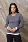 BLUSA TRICO C/ BARRA SOBREPOSTA DET METAL FEMININA GRAFITE PERFECT WAY