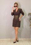 VESTIDO COM CORSELET BORDADO FEMININO MARROM CAFÉ PERFECT WAY
