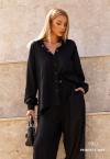 CAMISA FEMININA C/ ABERTURA PRETO PERFECT WAY
