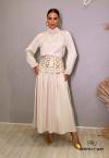 CONJUNTO FEMININO BLUSA + SAIA MAXI MIDI COM BORDADO INDUSTRIAL CRU PERFECT WAY