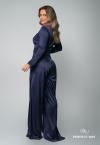 CONJUNTO FEMININO CROPPED ASSIMÉTRICO + CALÇA PANTALONA AZUL MARINHO PERFECT WAY
