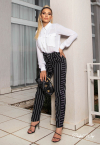 CALÇA ALFAIATARIA PRETO COM LISTRA PERFECT WAY