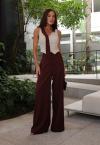 COLETE C/ BOLSO DET REC GRAVATA FEMININO BEGE C/ CACAU PERFECT WAY