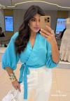 BLUSA FEMININA CROPPED azul PERFECT WAY