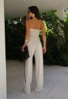 CROPPED RISCA DEGIZ SEM ALÇA DET LATERAL COM AMARRAÇÃO FEMININO OFF WHITE COM PRETO PERFECT WAY